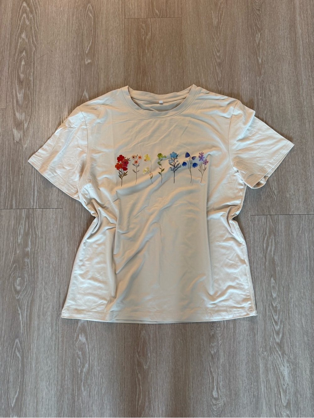 Cream Rainbow Floral Tshirt